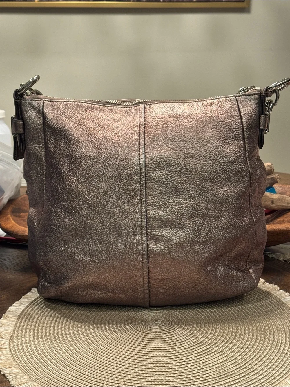 Coach Metallic Bronze Leather Shoulder Bag - Women's Bag